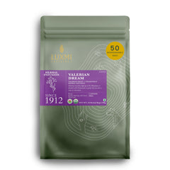 Luxmi Estates Valerian Dream Tea packaging with plastic-free bags for an eco-friendly ritual.