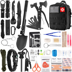 LUXMOM Emergency Survival Kit contents organized for easy access during outdoor adventures.