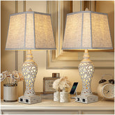 LuxSight Collection 28.5-inch table lamps set of 2 on a bedside table for ambient lighting.