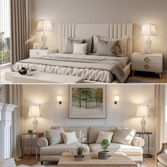 LuxSight linen shade close-up shows texture and warm glow.