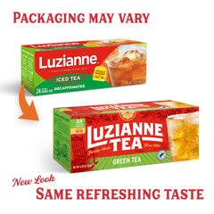 Luzianne green tea bags steeping in water to make a smooth brew.