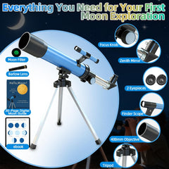 Luzsco telescope includes Barlow lens for additional magnification options.