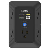 Lvetek surge protector five-outlet with USB ports for bedside charging.