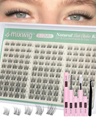 Lvmixwig short lash clusters with invisible band for seamless natural look.