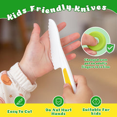 LWWTBS Serrated knives offer safe slicing during fun kitchen moments.