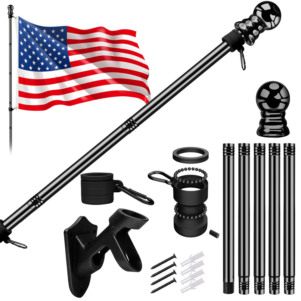 LYNSHION American flag pole kit with 3x5 flag for durable outdoor display