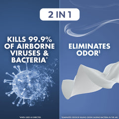 Lysol Air Sanitizer odor-elimination highlights killing odor-causing bacteria for a more breathable space