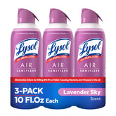 Lysol Air Sanitizer spray bottle dispersing mist to purify indoor air and reduce odors.