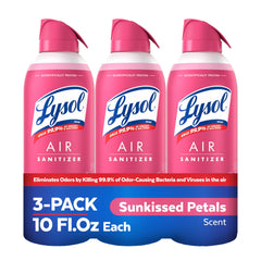 Lysol Air Sanitizer Spray pack of 3 bottles ready to sanitize air.