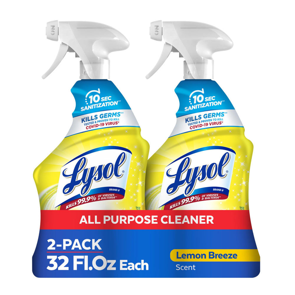 Lysol all purpose cleaner spray Lemon Breeze bottle ready for disinfecting surfaces