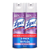 Lysol Disinfectant Spray bottle front with Lavender & Cotton Blossom for surface disinfection