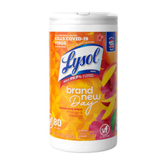 Lysol Mango Hibiscus disinfectant wipes package front for quick cleaning and fresh scent
