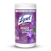 Lysol disinfecting wipes multi-surface lavender packaging ideal for dorms and homes.