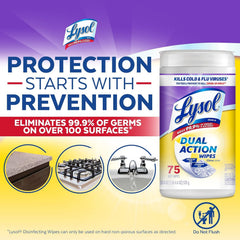 Lysol Dual Action wipes soft side for everyday touch ups.