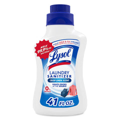 Lysol Laundry Sanitizer bottle front view for fresh, odor-free clothes.