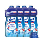 Lysol Laundry Sanitizer bottle pouring to sanitize clothes and deodorize.