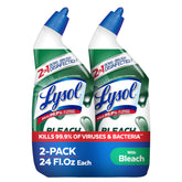 Lysol bleach cleaner angled bottle applying under the rim for deep cleaning