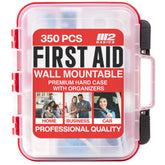 M2 BASICS first aid kit wall-mountable with dual-layer case for quick access
