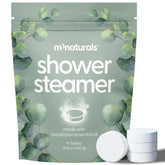 M3 Naturals eucalyptus shower steamers packaging, fresh and ready.