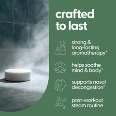 Eucalyptus steam release in shower from M3 Naturals steamers.