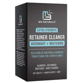 M3 Naturals Overnight Whitening Cleaner bottle with tablets for retainers.