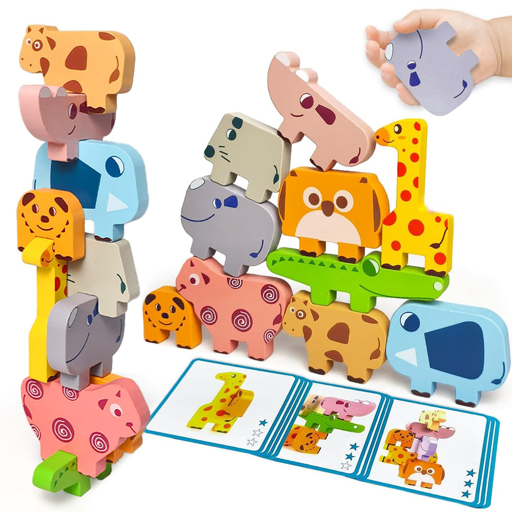 Maaacute wooden animal blocks for sorting and stacking support early color and shape recognition