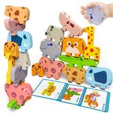 Maaacute wooden animal blocks for sorting and stacking support early color and shape recognition