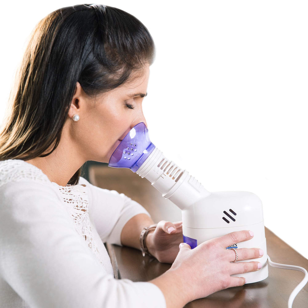 MABIS facial steamer front view showing compact design and setup for cleansing and relaxation