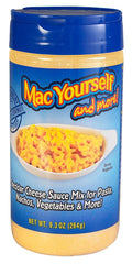 Family-friendly macaroni and cheese served with Mac Yourself.