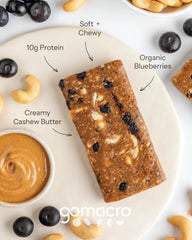 GoMacro packaging highlighting organic certifications and vegan status.