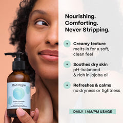 Mad Hippie Cream Cleanser being applied to the face for gentle cleansing.