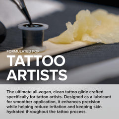 Mad Rabbit Tattoo Artist Glide open jar reveals moisturizing texture for skin comfort during sessions