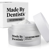Made by Dentists powder bottle shows a home whitening solution for easy use
