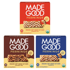 MadeGood Mornings Chocolate Chip bars in the variety pack for on-the-go breakfast.