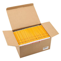 Madisi wood-cased HB pencil yellow in a bulk box for classrooms and offices.