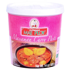 Mae Ploy Massaman paste tub ready for authentic Thai curry at home, richer flavor depth