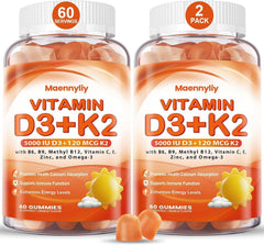 Maennyliy Vitamin D3 K2 Gummies bottle on table for daily wellness