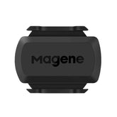 Magene speed sensor mounted on a road bike wheel for accurate RPM tracking
