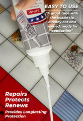Magic Chems grout repair kit packaging shows all in one tile care solution.