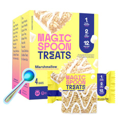 Magic Spoon Treats marshmallow bars packaging on shelf, gluten-free snack option
