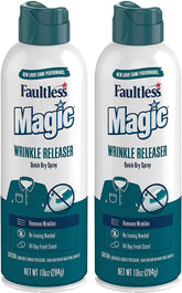 MAGIC wrinkle releaser bottle pouring onto fabric to reduce wrinkles
