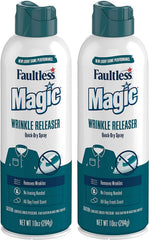 MAGIC wrinkle releaser bottle pouring onto fabric to reduce wrinkles