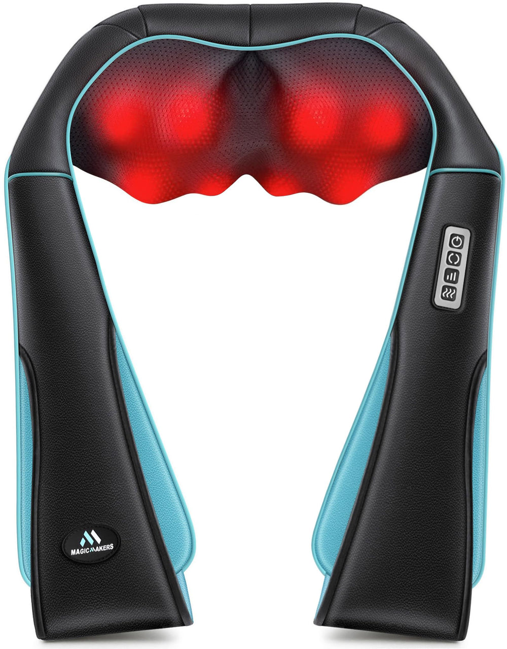 MagicMakers Shiatsu Neck Massager front view, ideal for neck relief and home relaxation.