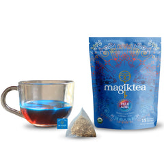 Magiktea Palo Azul tea bags ready for a calming caffeine-free ritual
