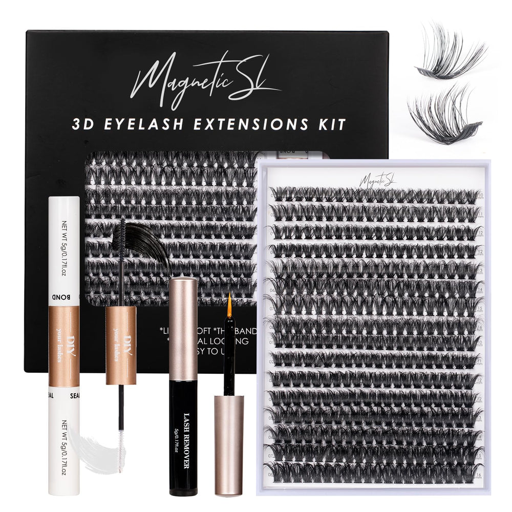 Magnetic SL DIY lash kit contents with 320 clusters for customizable looks.