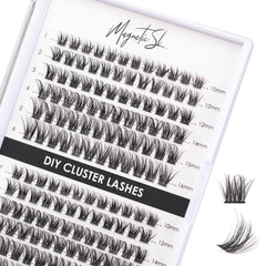 Magnetic SL Lash Clusters 144-pc tray shows natural look for DIY lash application.