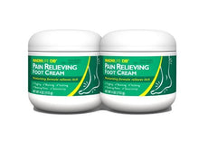 Magnilife DP pain-relief foot cream being applied to the foot demonstrates soothing massage.