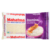 Mahatma Jasmine rice bag on the counter, ideal for Thai Indian or Cambodian dishes.