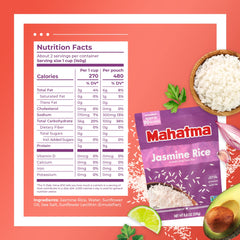 Mahatma Jasmine Rice microwaved in 90 seconds, fluffy grains ready to serve.