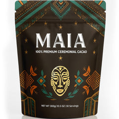 MAÏA ceremonial cacao powder pack for mood balance rituals.